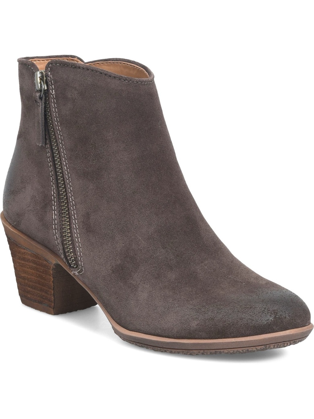 Women's Suede Side-Zip Ankle Bootie - Gray Brown
